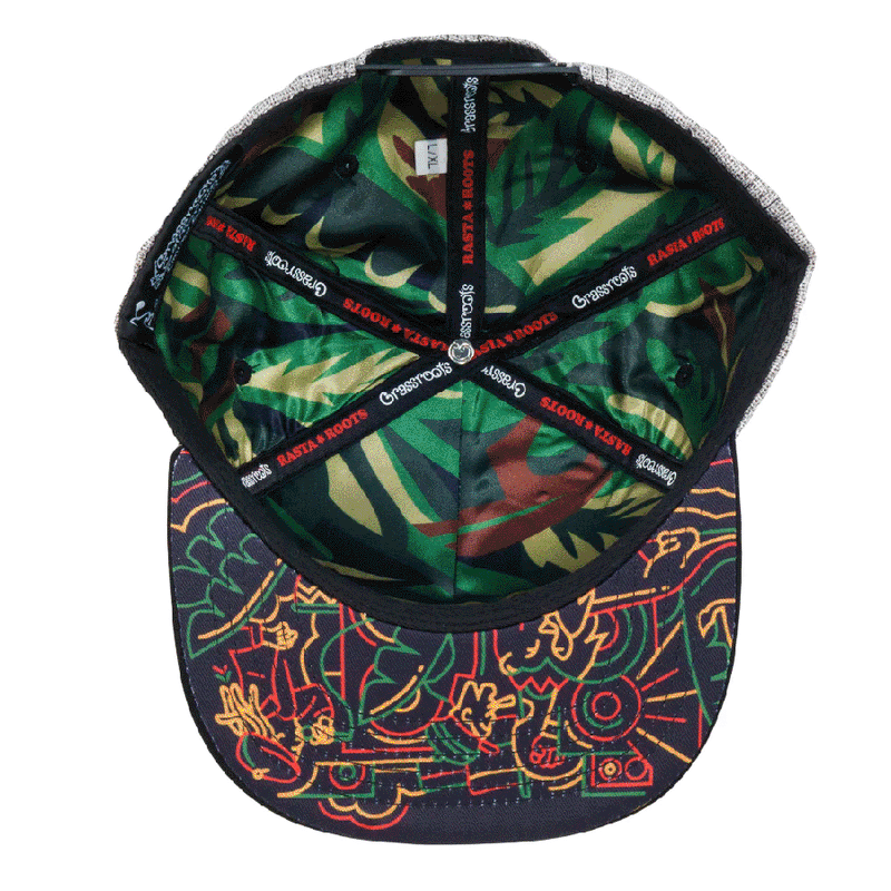 Grassroots - Rasta Cross Gray Snapback Hat - Small/Medium - The Cave