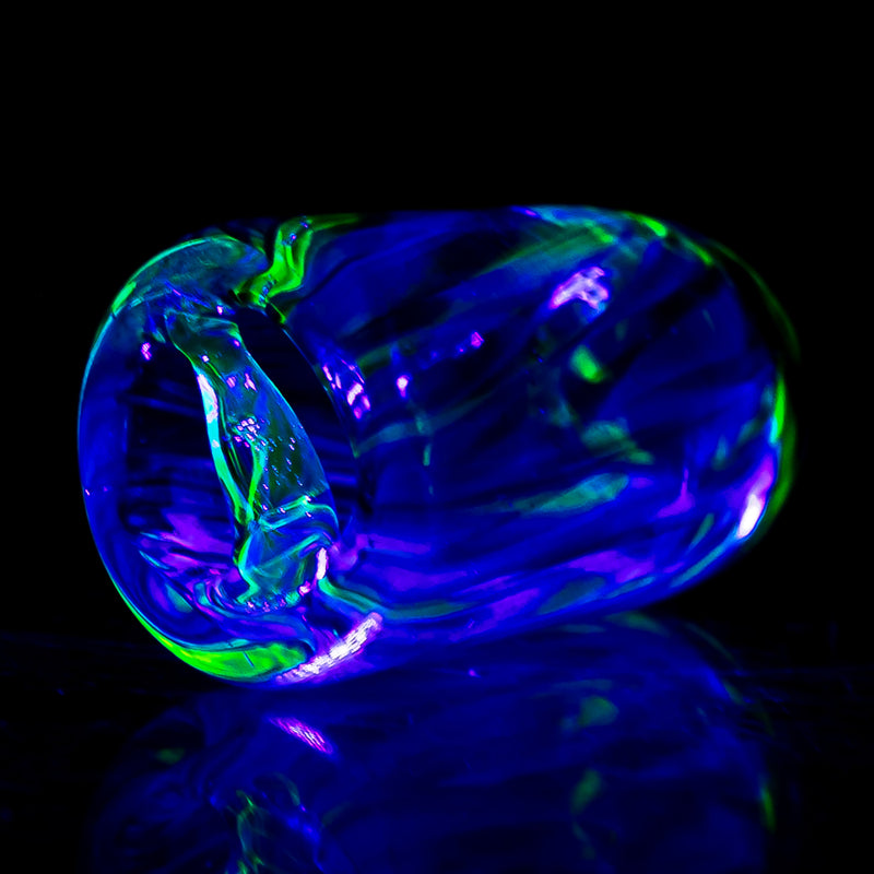 RekTipz - Glass Tip - 12mm - Blue Sparkle Swirl w/UV - The Cave