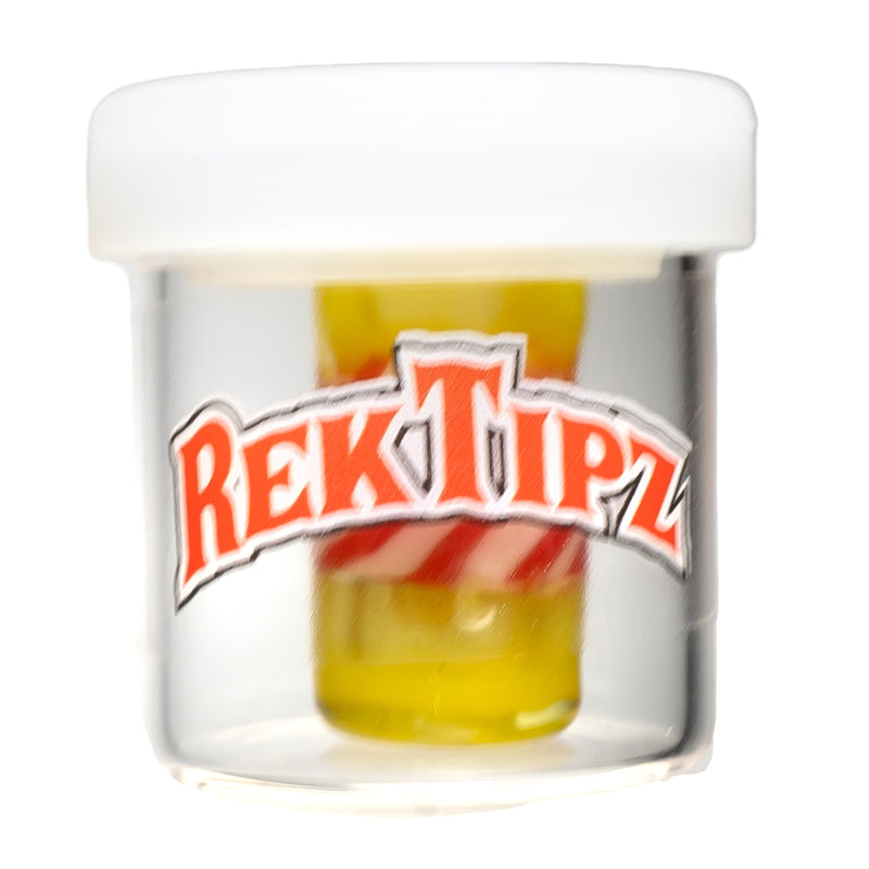 RekTipz - Glass Tip - 11mm - UV Yellow w/Red & White - The Cave