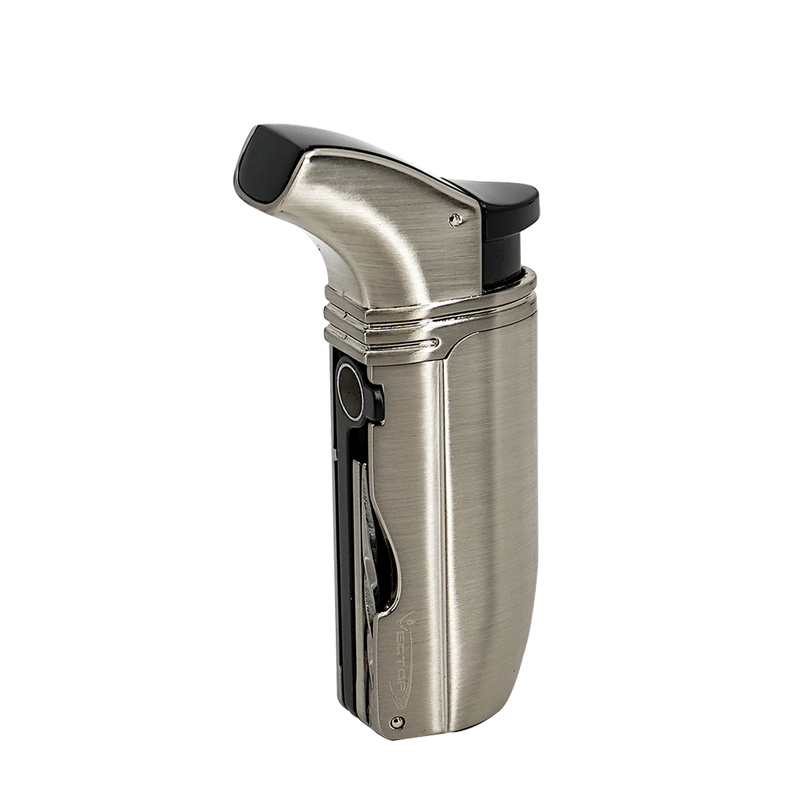 Vector - Arsenal - Double Flame Torch Lighter w/ Punch & Poker - Nickel Satin - The Cave