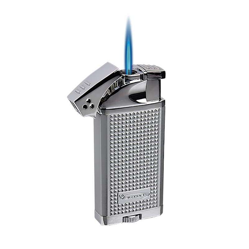 Vector - Duke - Dual Soft & Jet Single Flame Lighter - Chrome Satin - The Cave