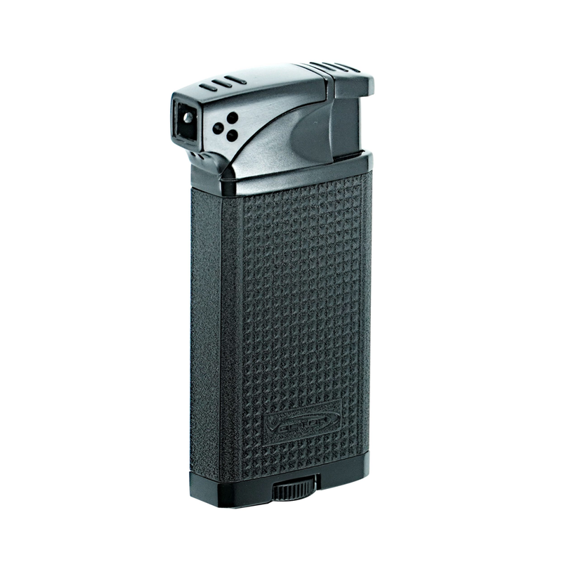 Vector - Duke - Dual Soft & Jet Single Flame Lighter - Black Crackle - The Cave