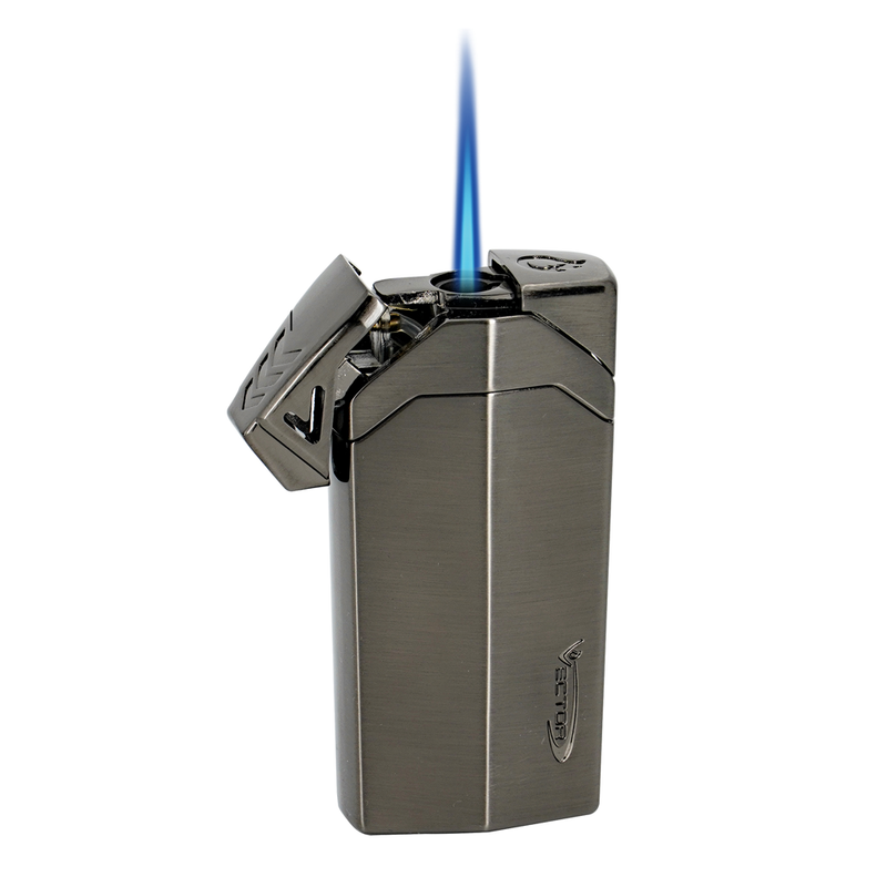 Vector - Guardian - Dual Soft & Jet Single Flame Lighter - Gun Metal Satin - The Cave