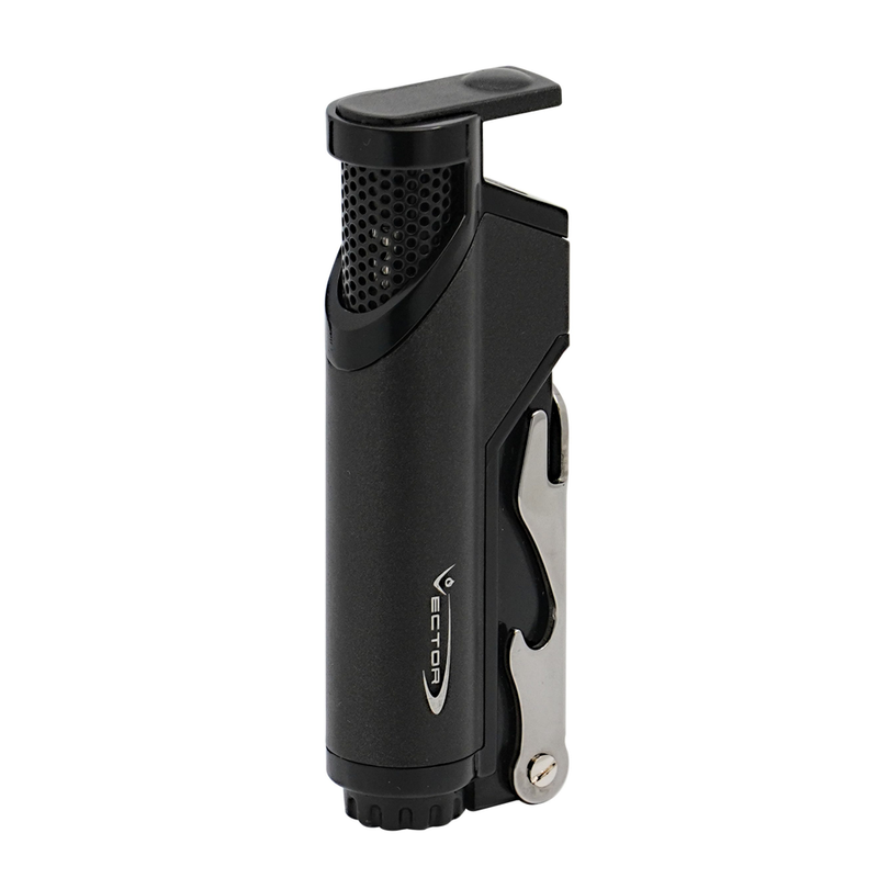 Vector - JetZ - Single Flame Torch Lighter w/ Opener - Metallic Black - The Cave