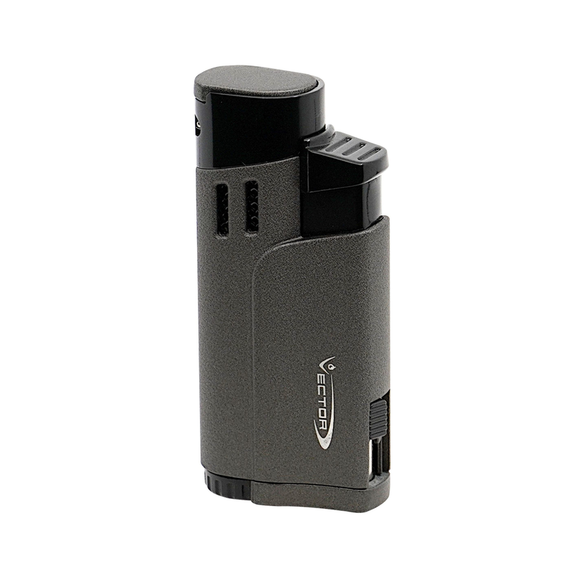 Vector - Throne - Quad Flame Torch Lighter w/ Punch - Grey Crackle Matte - The Cave