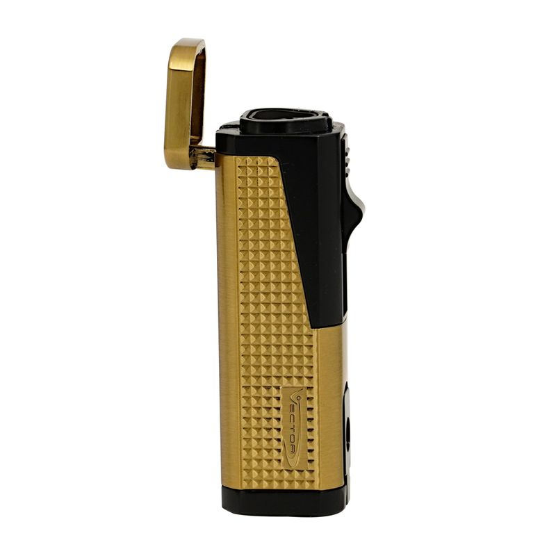 Vector - Urbano - Triple Flame Torch Lighter w/ Punch - Gold Satin - The Cave