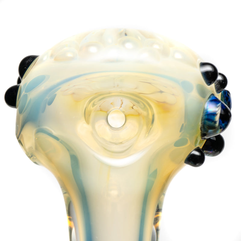 Orian - Honeycomb Spoon Pipe - Silver Fume w/ Blue Accents - The Cave