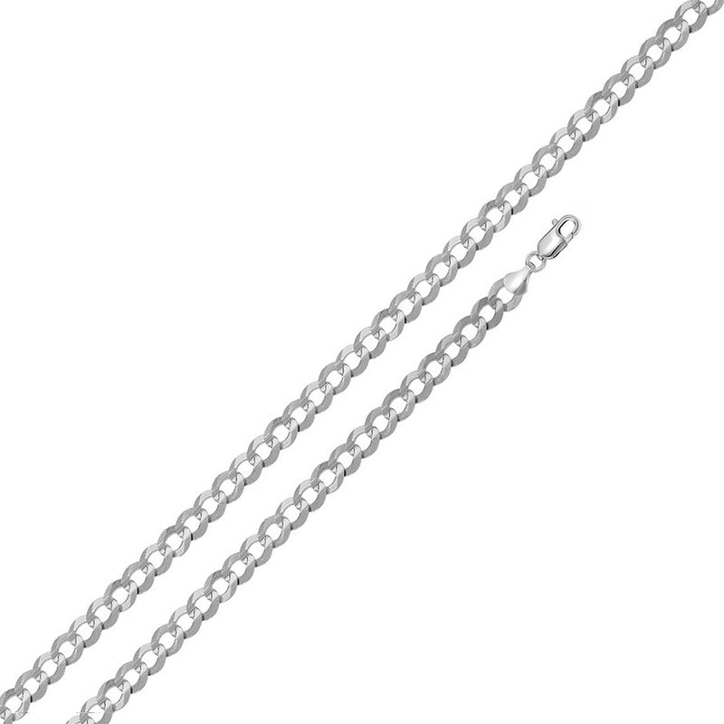 Sterling Silver - 5.7mm Flat Curb Chain - 28" - The Cave