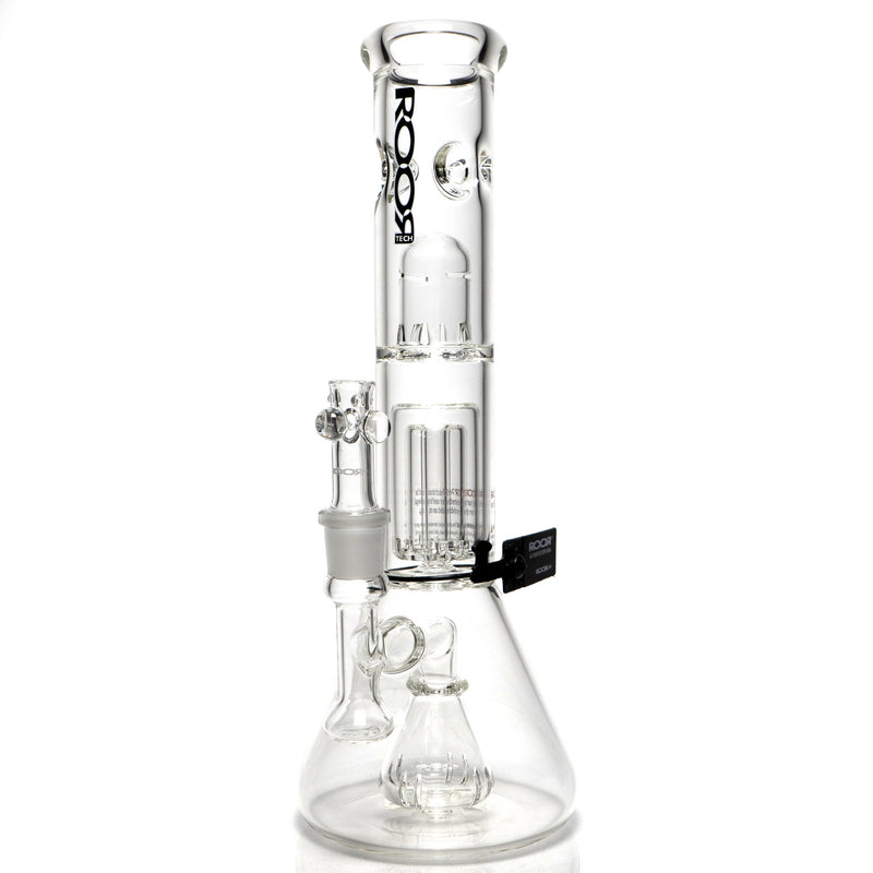 ROOR - 14” Fixed Beaker w/ Barrel Perc - 50x5 - Black & White - The Cave