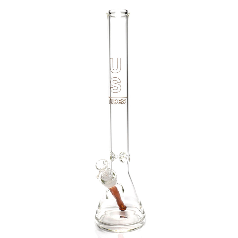 US Tubes - 20" Beaker 50x5 w/ 24mm Joint - White & Brown Vertical Label w/ Lucy Handle Slide - The Cave