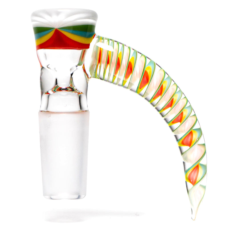 Pho_Sco - Single Hole Linework Horn Slide - 14mm - Rainbow Rasta