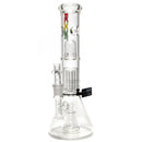 ROOR - 14” Fixed Beaker w/ Barrel Perc - 50x5 - Rasta - The Cave
