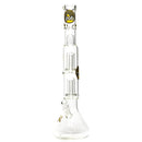 ZOB Glass - 19" Beaker Double UFO Perc - Striped Circle Label - Yellow & Black - The Cave