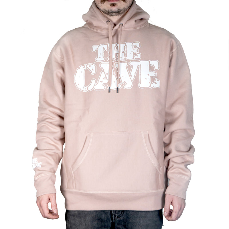 The Cave - Hooded Sweatshirt - Classic Logo - Dust Pink & White - 2XL - The Cave