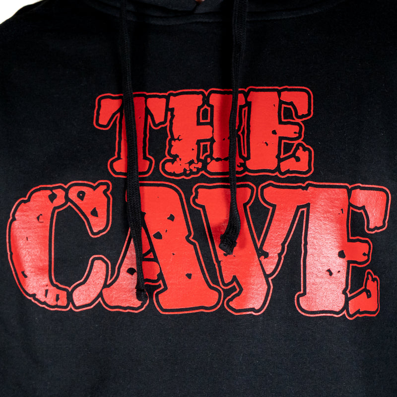 The Cave - Hooded Sweatshirt - Classic Logo - Black & Red - Small - The Cave