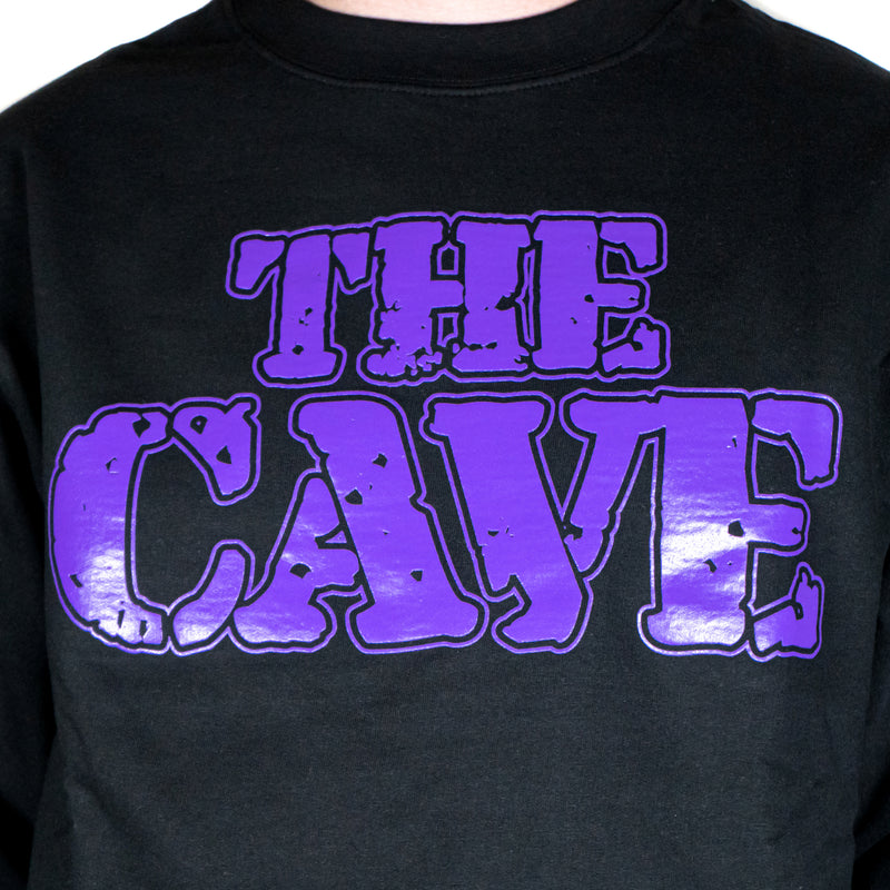 The Cave - Crew Neck Sweatshirt - Classic Logo - Black & Purple - XL - The Cave