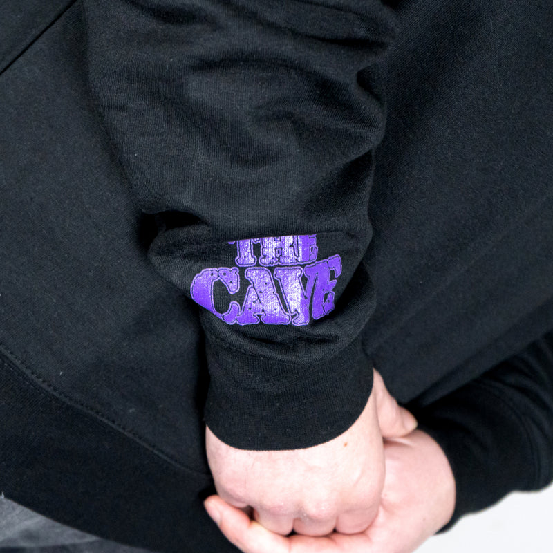 The Cave - Crew Neck Sweatshirt - Classic Logo - Black & Purple - Large - The Cave