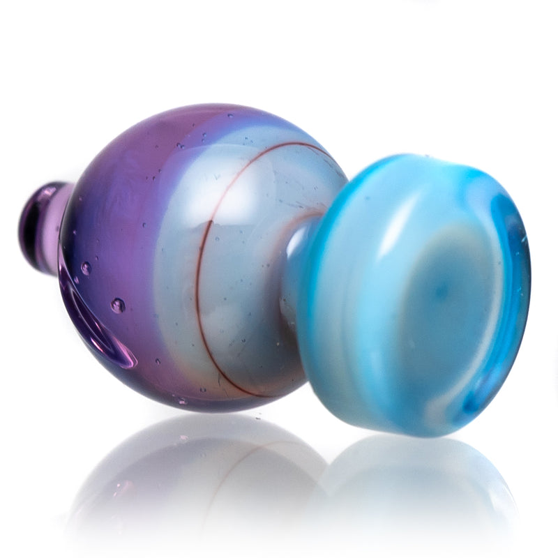 Cripple Hill Glass - Spinner Cap - 20mm - Ghost & Purple Lollipop - The Cave