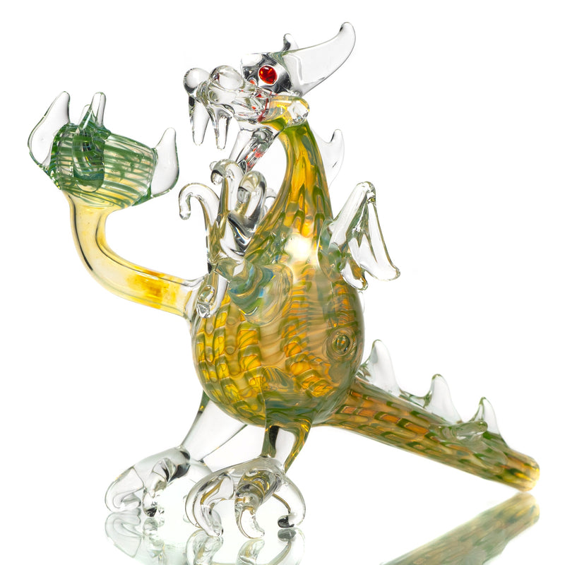 Daniels Glass Art - Standing Dragon Dry Pipe - Green w/ Fume - The Cave