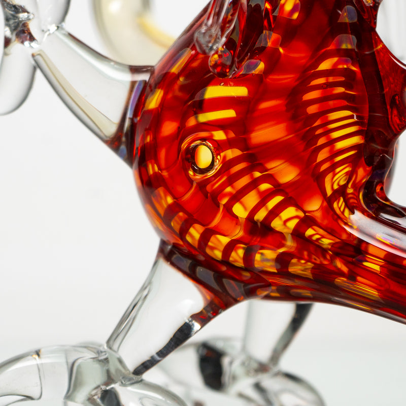 Daniels Glass Art - Standing Dragon Dry Pipe - Red w/ Fume - The Cave