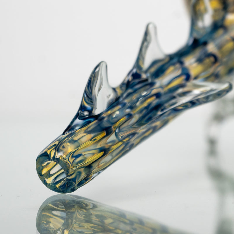 Daniels Glass Art - Standing Dragon Dry Pipe - Blue w/ Fume - The Cave