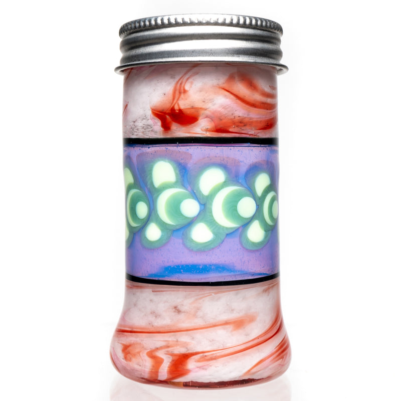 Foggy Mountain x Misfit Toys Glass - Dot Stack Twist Top Jar - Medium - Red & White - The Cave