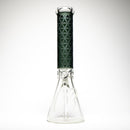 Green Bear - 14" Sandblasted Beaker - Smoke - Flower - The Cave