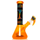 Ill Glass - Custom Mini Beaker - Transparent Orange w/ Rainbow Linework - The Cave