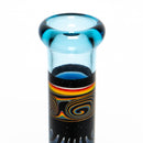 Ill Glass - Custom Mini Beaker - Transparent Blue w/ Rainbow Linework - The Cave