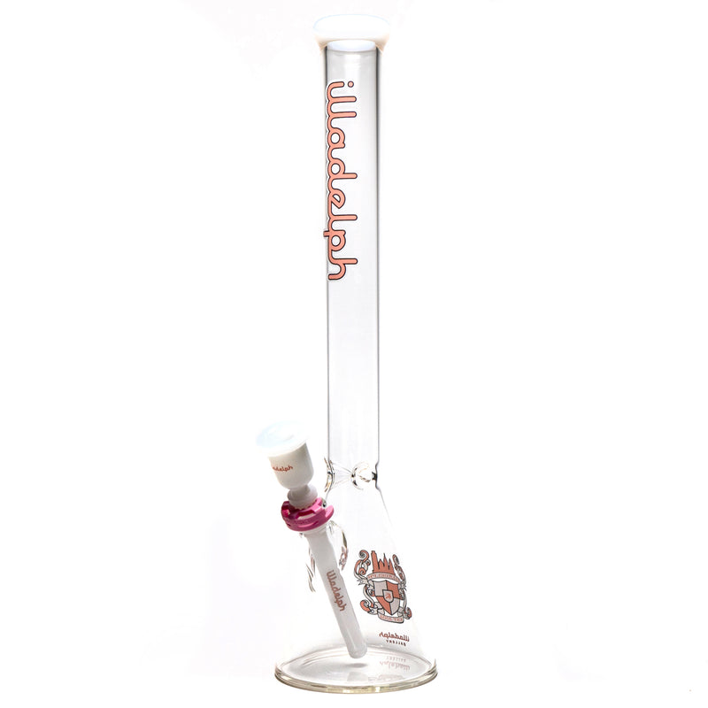 Illadelph - Tall Beaker - Pink & White Label - White Bead Accent 5mm - The Cave