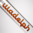 Illadelph - Tall Beaker - Orange & White Label - White Bead Accent 5mm - The Cave