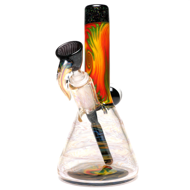 Jakers Glass - Worked Mini Beaker - Crushed Opal & Rasta Reversal - The Cave