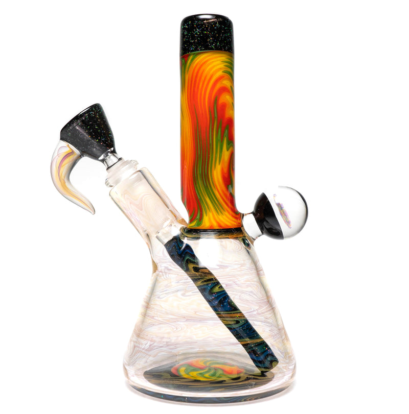 Jakers Glass - Worked Mini Beaker - Crushed Opal & Rasta Reversal - The Cave