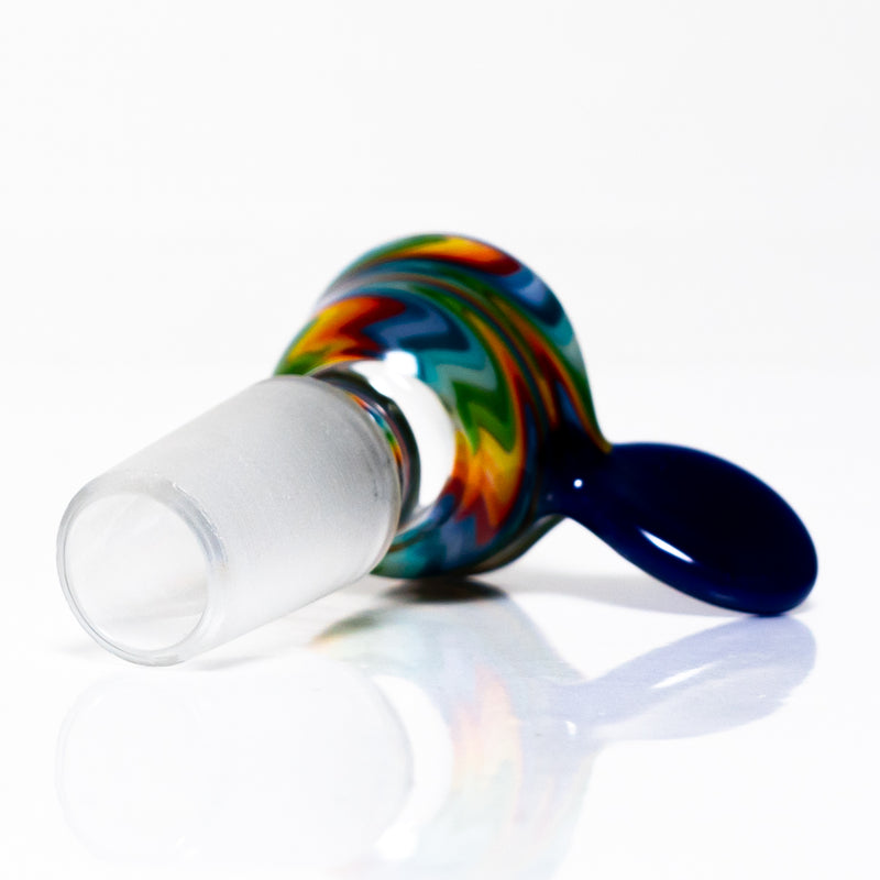 K2 Glass - Worked Snap Slide - 14mm - Rainbow Wag w/ Neptune Handle - The Cave