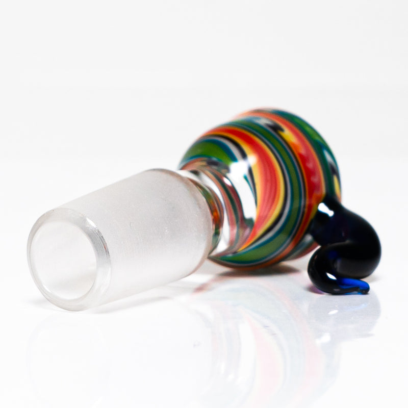K2 Glass - Worked Snap Slide - 14mm - Fire & Earth Wag w/ Cobalt Horn - The Cave