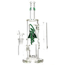 Moltn Glass - Fifty Bubbler - Double Can Perc - Green Sig. Logo - The Cave