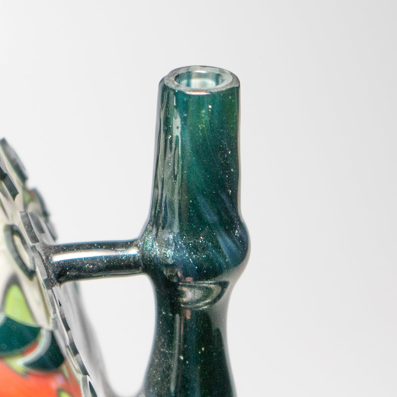 Liberty - Stemless Disc Bubbler - Blue Stardust, Green, Red & White - The Cave