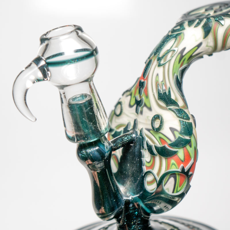 Liberty - Stemless Disc Bubbler - Blue Stardust, Green, Red & White - The Cave