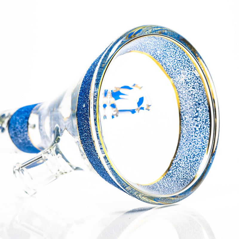 Phoenix Star - 18" Frit Band Beaker - 7mm - Blue & Gold - The Cave