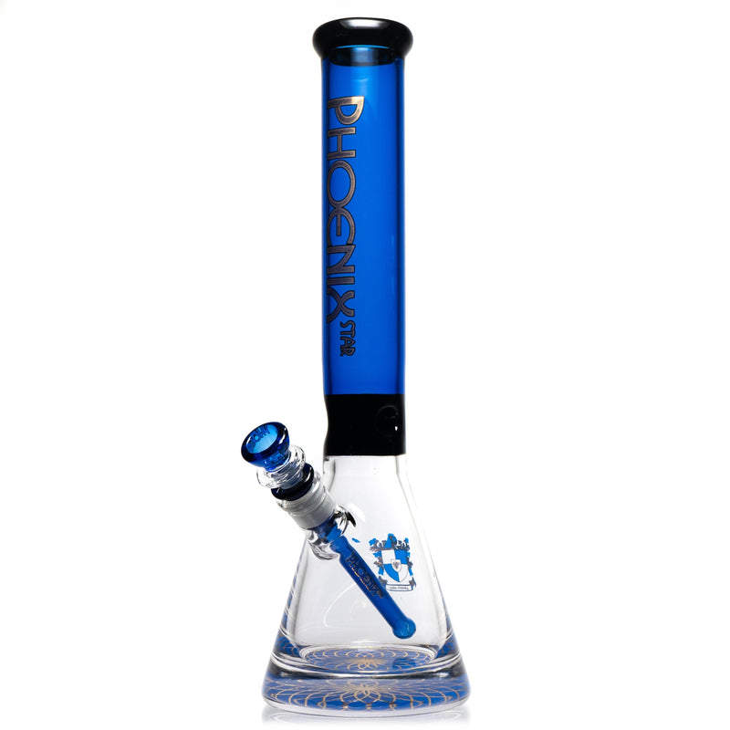 Phoenix Star - 16" Beaker w/ Ice Pinch - 7mm - Blue & Black - The Cave