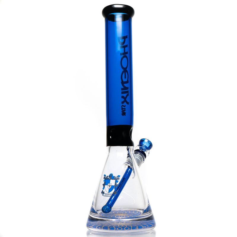 Phoenix Star - 16" Beaker w/ Ice Pinch - 7mm - Blue & Black - The Cave