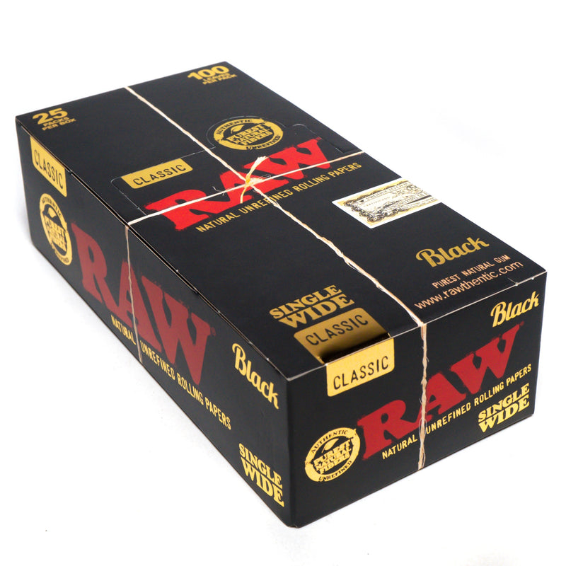 RAW - Black - Single Wide - 25 Pack Box - The Cave