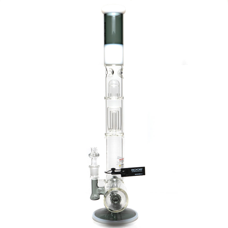 ROOR - 21" Inline Tube w/ Barrel Perc - Smokey Grey & White w/ Black & White Label - The Cave