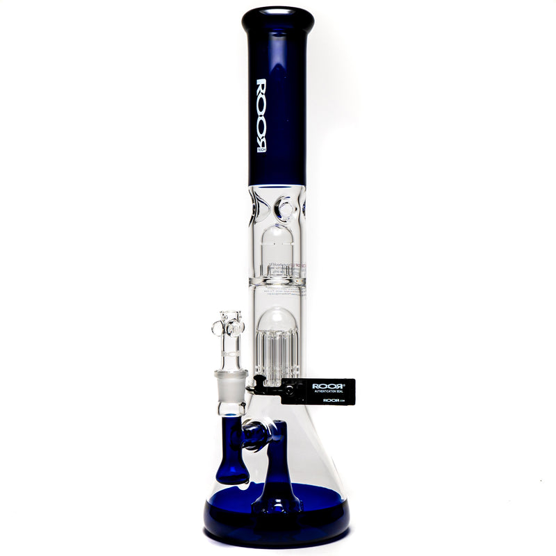 ROOR.US - 18” Fixed Beaker - 10 Arm Tree Perc - Cobalt - White Label - The Cave