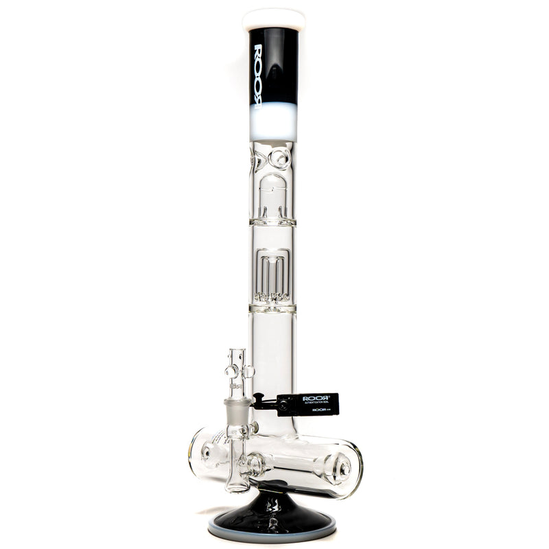 ROOR.US - 21" Inline Tube - Barrel Perc - Black & White - White Label - The Cave