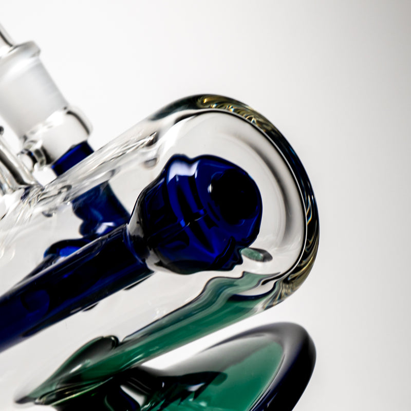 ROOR.US - 21" Inline Tube - 10 Arm Tree Perc - Blue & Green - White Label - The Cave