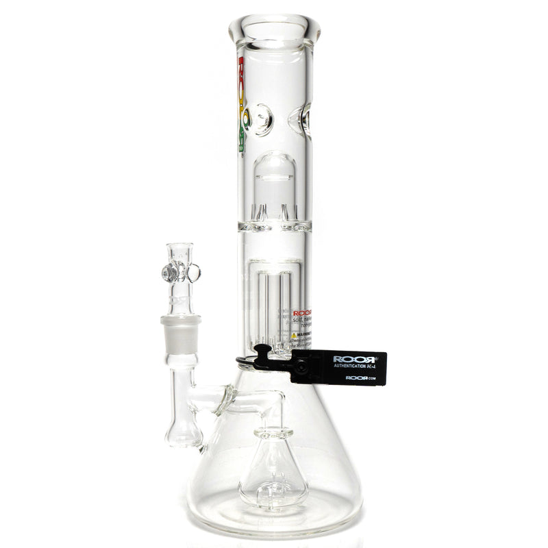 ROOR - 14” Fixed Beaker w/ Barrel Perc - 50x5 - Rasta - The Cave