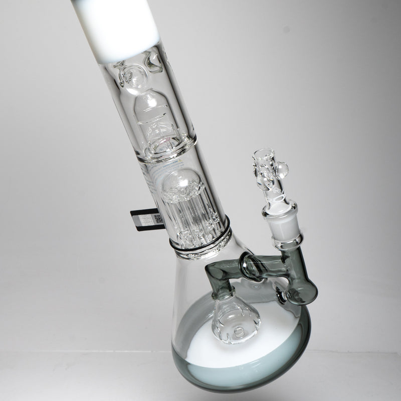 ROOR - 18” Fixed Beaker w/ 10-Arm Tree Perc - Smokey Grey - White Label - The Cave