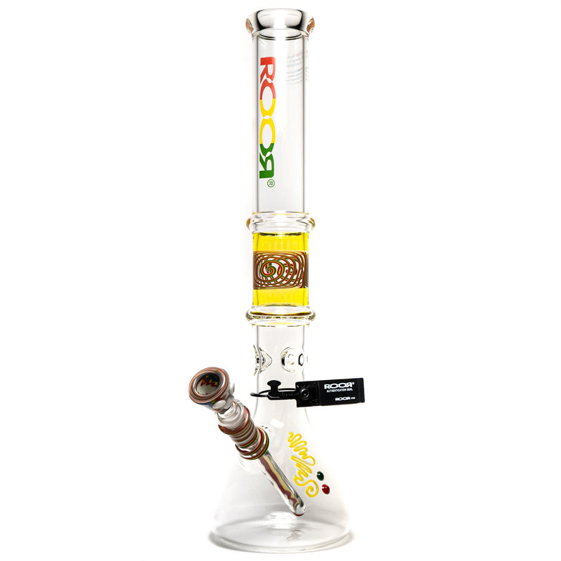 ROOR.US x Chase Adams - 18" Worked Beaker - 50x5 - Lemon Drop w/ Rasta Label - The Cave