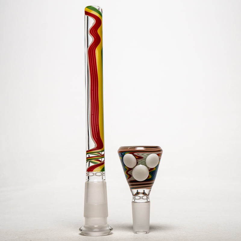 ROOR.US x Chase Adams - 18" Worked Beaker - 50x5 - Lemon Drop w/ Rasta Label - The Cave